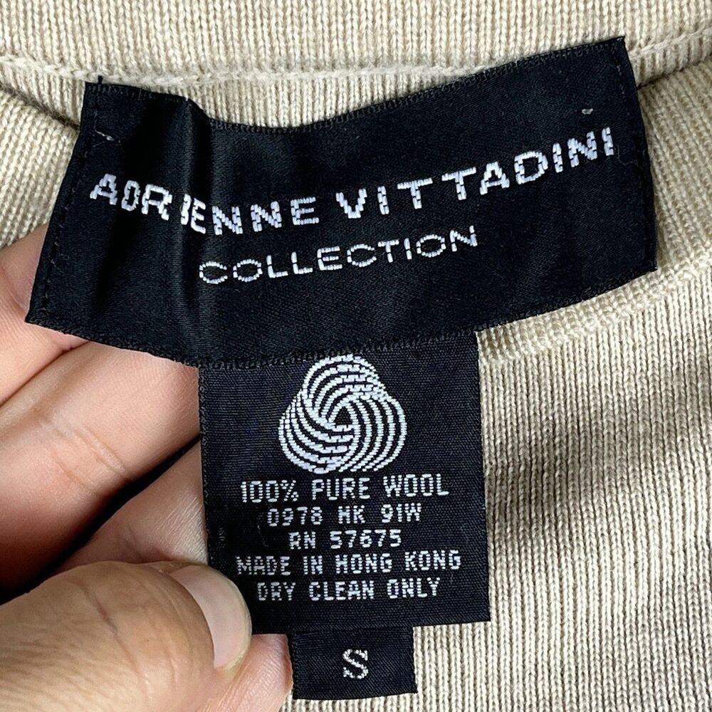 Adrienne Vittadini Vintage Wool Pleated Skirt S Beige Taupe Knit 100% Wool - Picture 2 of 11